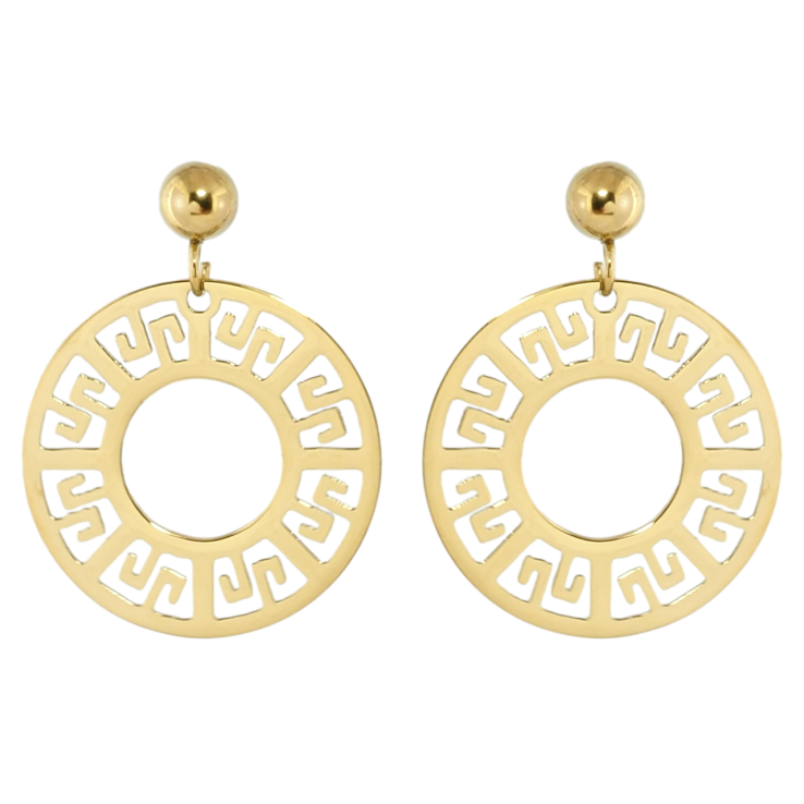 Серьги Xuping TTM Stainless Steel цвет 14K пусеты Круглые резные подвески фото №18