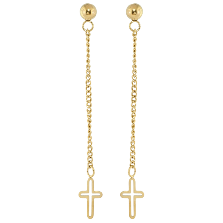 Серьги Xuping TTM Stainless Steel цвет 14K пусеты Декоративные подвески с Крестиками фото №9