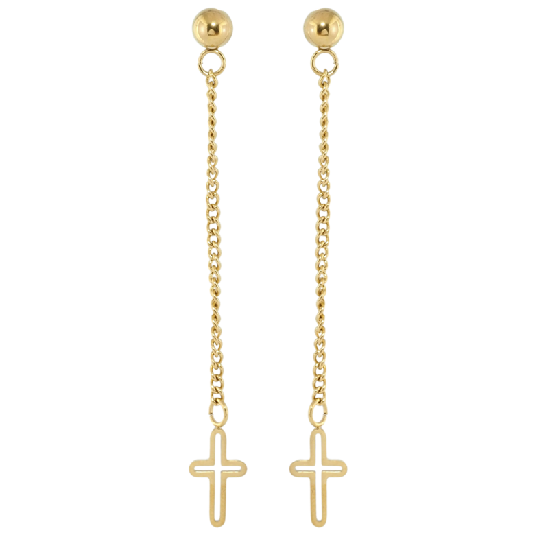 Серьги Xuping TTM Stainless Steel цвет 14K пусеты Декоративные подвески с Крестиками фото №1