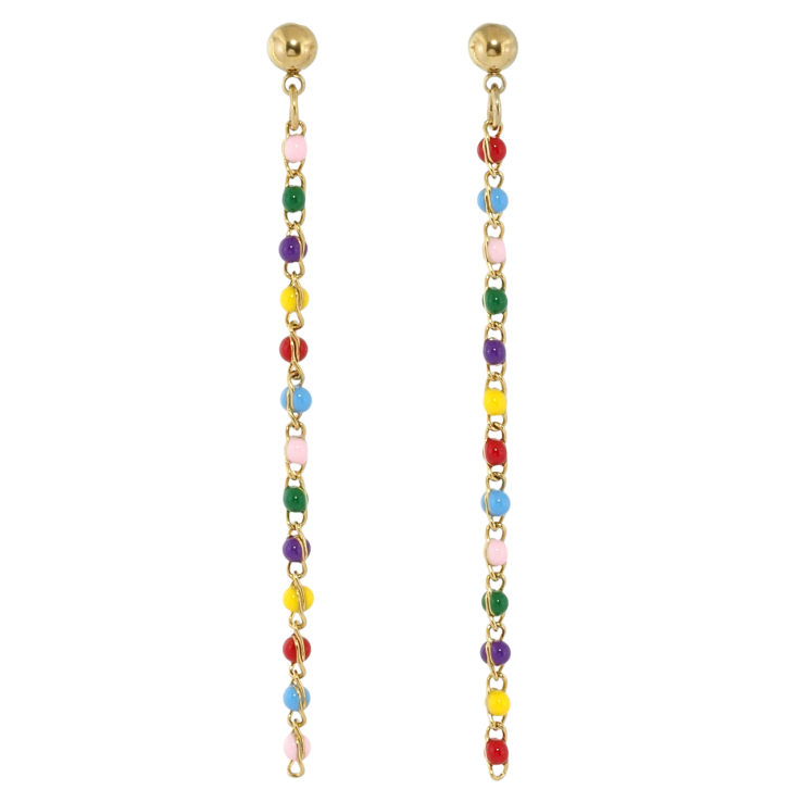 Серьги Xuping TTM Stainless Steel цвет 14K пусеты Декоративные подвески с разноцветными бусинами фото №22