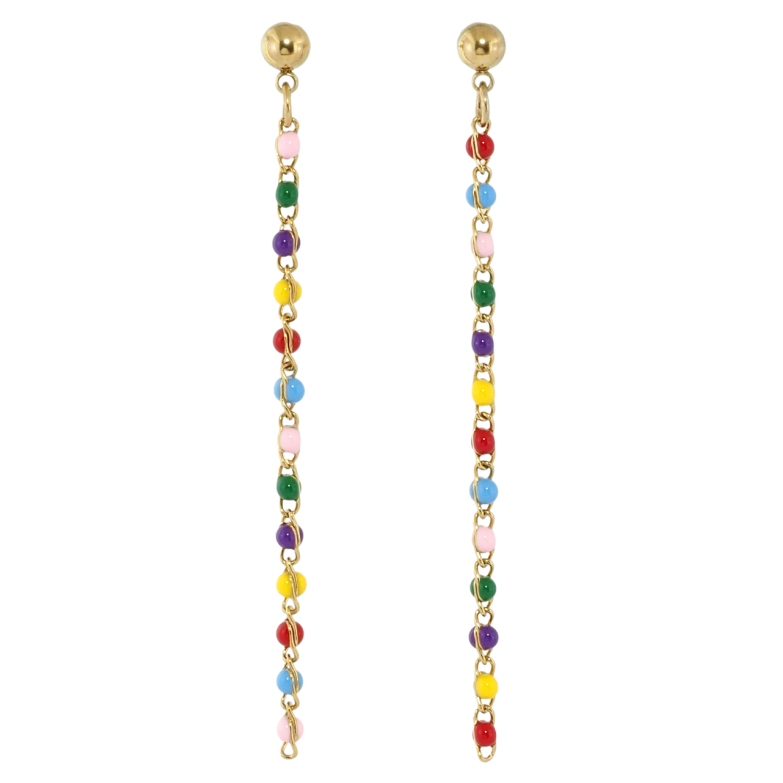 Серьги Xuping TTM Stainless Steel цвет 14K пусеты Декоративные подвески с разноцветными бусинами фото №1