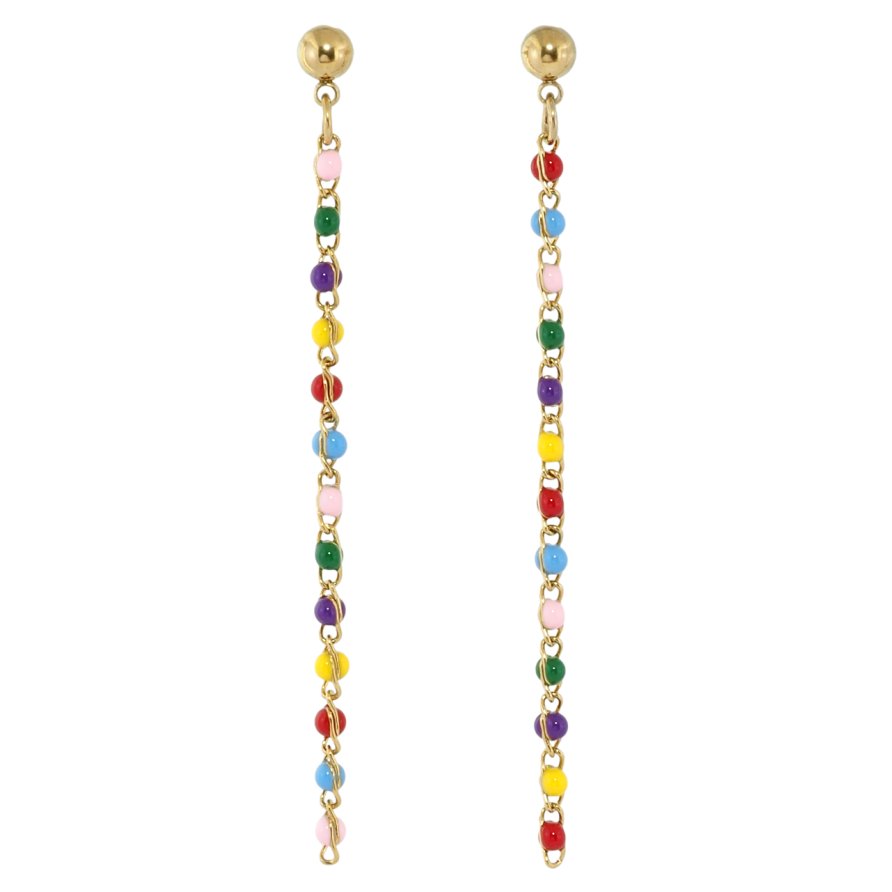 Серьги Xuping TTM Stainless Steel цвет 14K пусеты Декоративные подвески с разноцветными бусинами фото №1