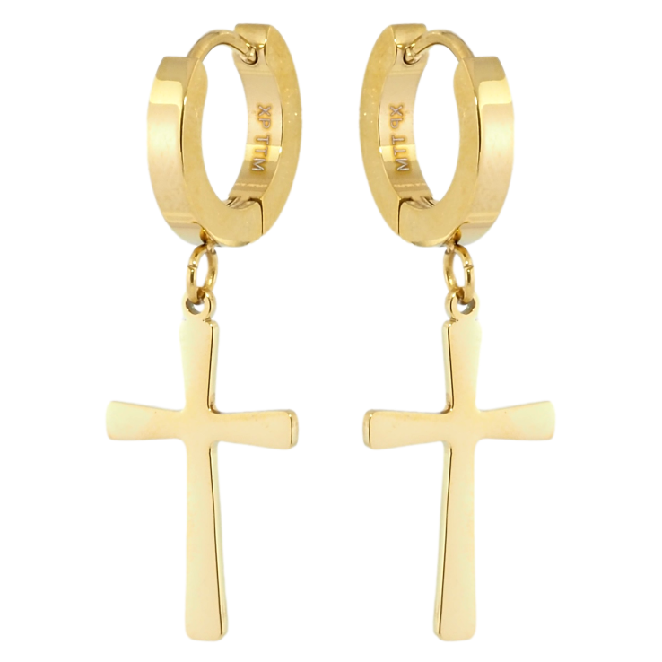 Сережки Xuping TTM Stainless Steel колір 14K підвіски на колечках Хрестики фото №11