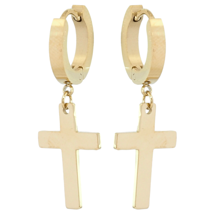 Серьги Xuping TTM Stainless Steel цвет 14K подвески на колечках Крестики фото №12