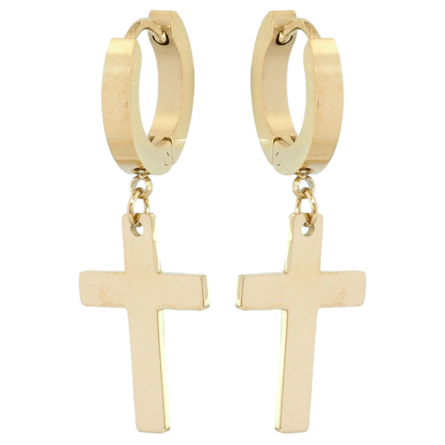 Серьги Xuping TTM Stainless Steel цвет 14K подвески на колечках Крестики фото №1