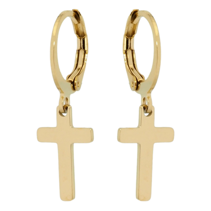 Серьги Xuping TTM Stainless Steel цвет 14K подвески на колечках Крестики фото №13