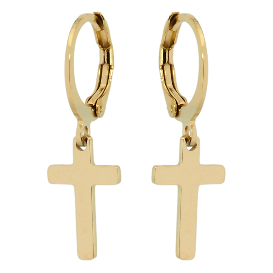 Серьги Xuping TTM Stainless Steel цвет 14K подвески на колечках Крестики фото №1