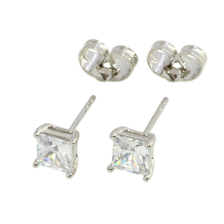 Сережки Xuping Родій пусети Фіаніти 5х5мм фото №11 Сережки Xuping Родій пусети Фіаніти 5х5мм фото №11