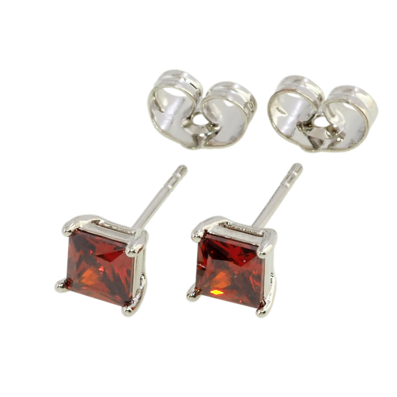 Сережки Xuping Родій пусети Червоні фіаніти 5х5мм фото №1