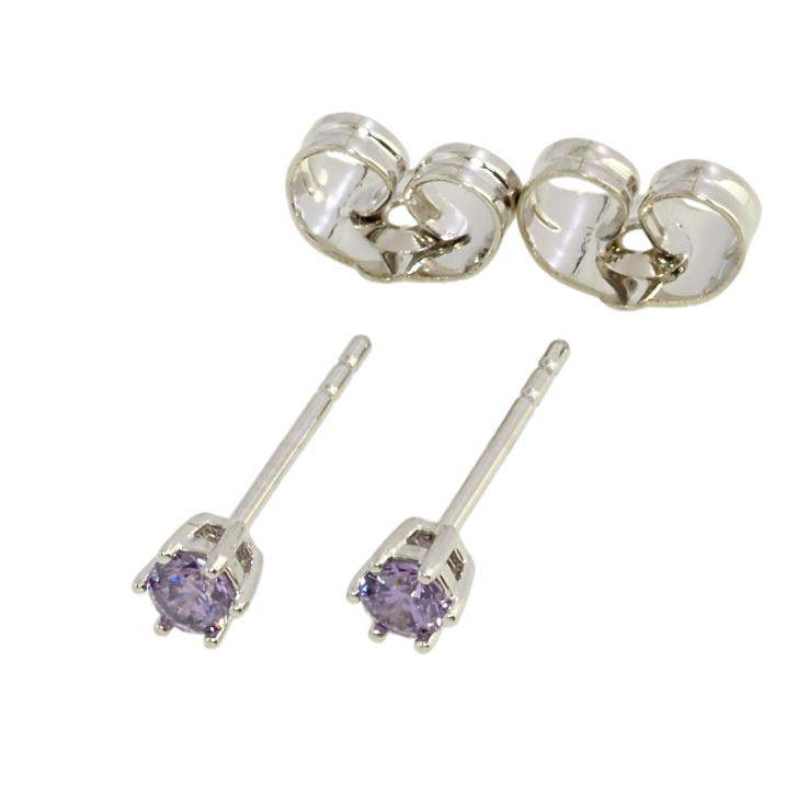Серьги Xuping Родий пусеты Сиреневые фианиты ø 3мм фото №16