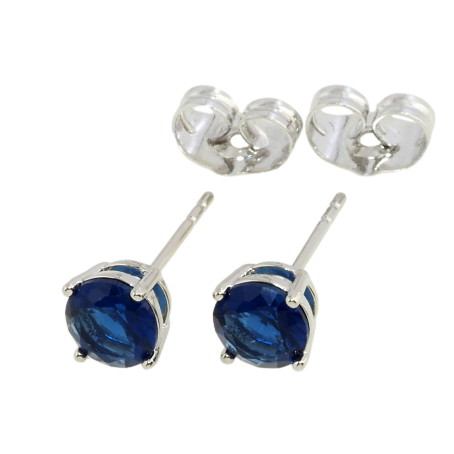 Серьги Xuping Родий пусеты Синие фианиты в 4-х крапановой оправе ø 6мм фото №1