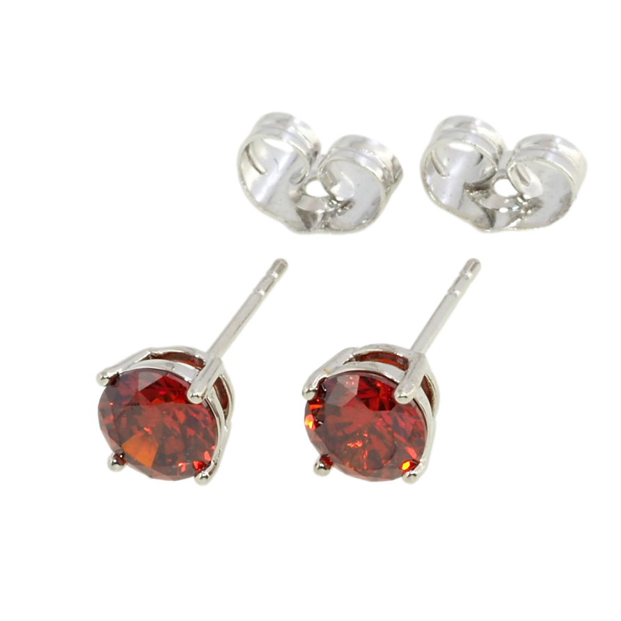 Серьги Xuping Родий пусеты Красные фианиты в 4-х крапановой оправе ø 6мм фото №1