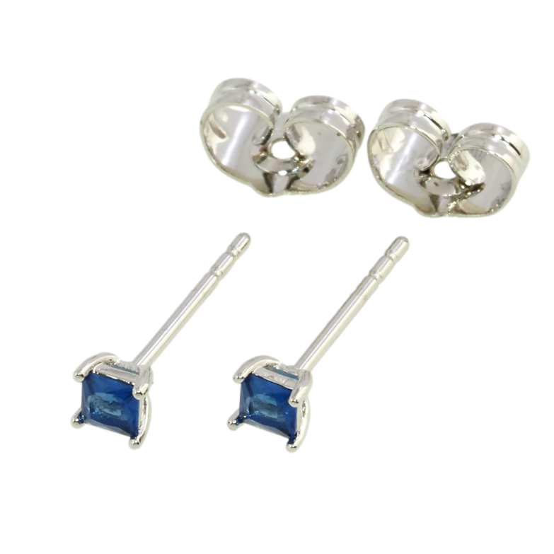 Серьги Xuping Родий пусеты Синие фианиты 3х3мм фото №1 Серьги Xuping Родий пусеты Синие фианиты 3х3мм фото №1