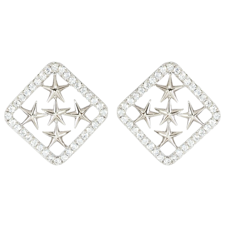 Серьги Xuping Родий пусеты Звездный узор в обрамлении циркония фото №3 Серьги Xuping Родий пусеты Звездный узор в обрамлении циркония фото №3