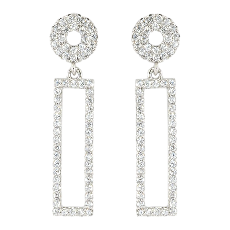 Серьги Xuping Родий пусеты Прямоугольные подвески на колечке циркония фото №21