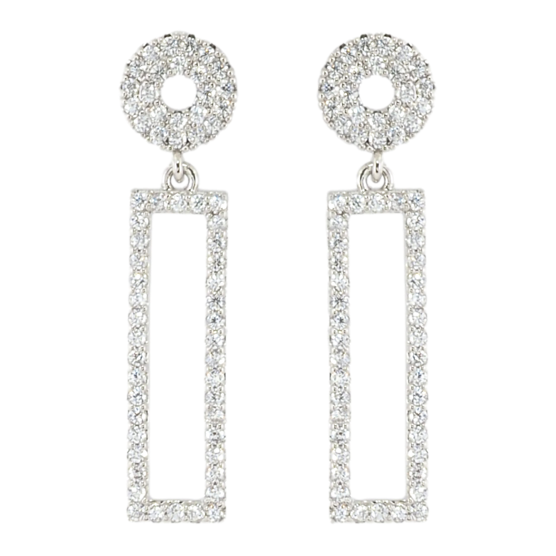 Серьги Xuping Родий пусеты Прямоугольные подвески на колечке циркония фото №1