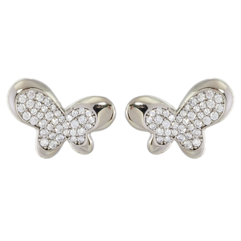 Серьги Xuping Родий пусеты Бабочки инкрустация цирконием фото №4 Серьги Xuping Родий пусеты Бабочки инкрустация цирконием фото №4