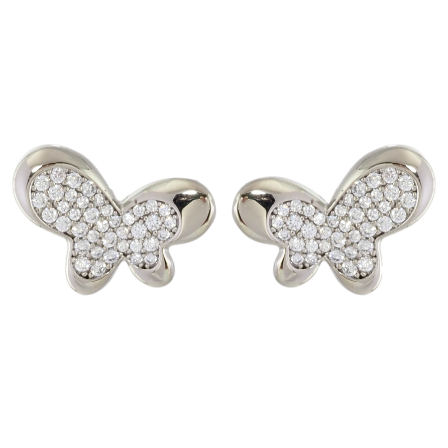Серьги Xuping Родий пусеты Бабочки инкрустация цирконием фото №1 Серьги Xuping Родий пусеты Бабочки инкрустация цирконием фото №1