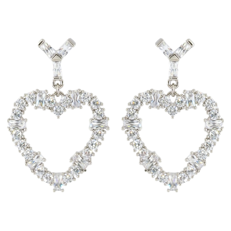 Серьги Xuping Родий пусеты Кристальные сердечки фото №2 Серьги Xuping Родий пусеты Кристальные сердечки фото №2