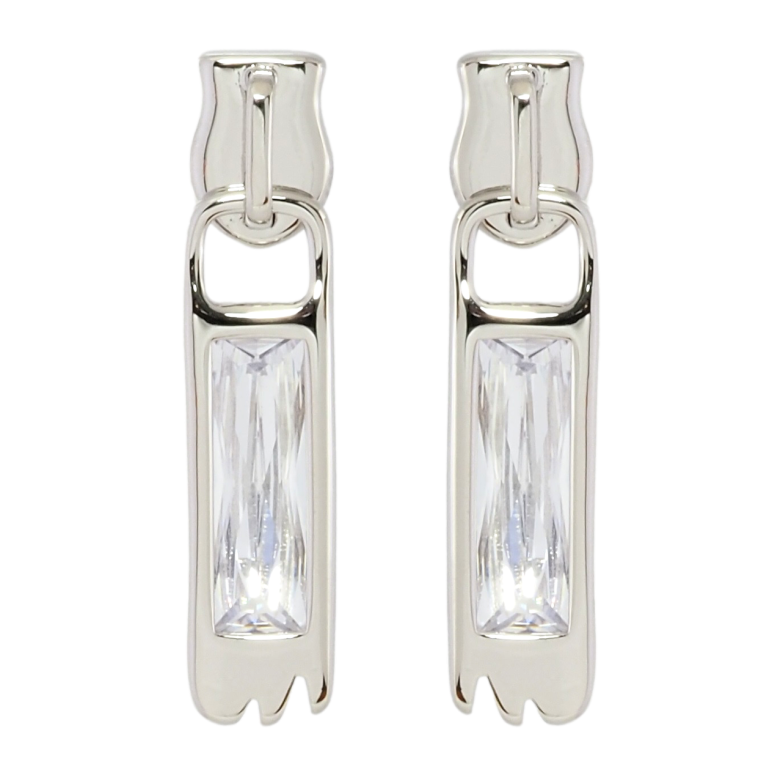 Сережки Xuping Родій пусети Бігунки з фіанітами фото №3 Сережки Xuping Родій пусети Бігунки з фіанітами фото №3