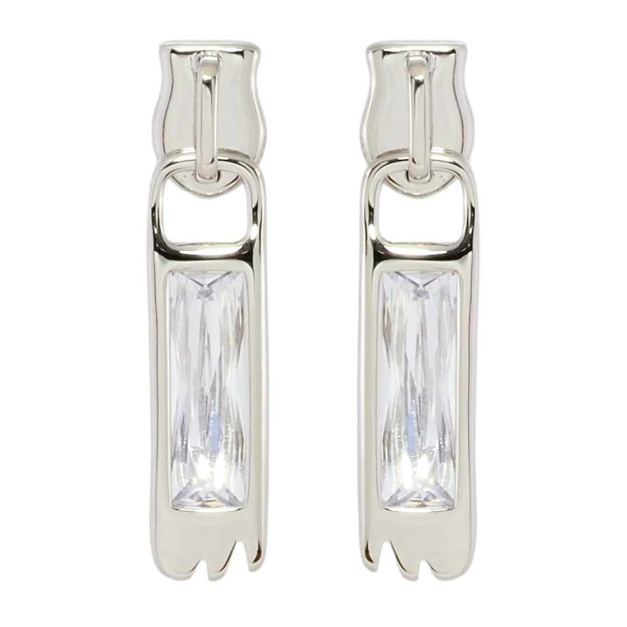 Серьги Xuping Родий пусеты Бегунки с фианитами фото №1 Серьги Xuping Родий пусеты Бегунки с фианитами фото №1