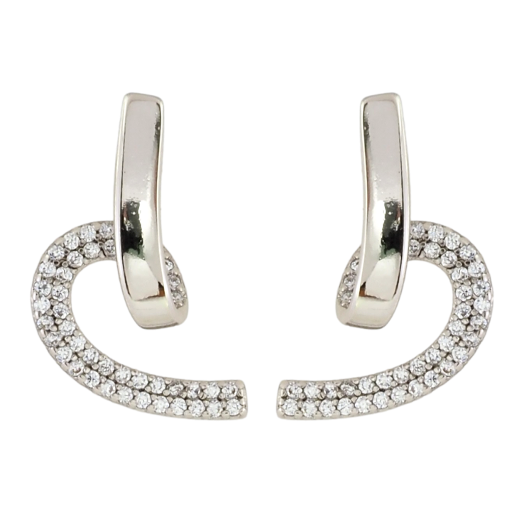 Серьги Xuping Родий пусеты Завитки с инкрустацией цирконием фото №7 Серьги Xuping Родий пусеты Завитки с инкрустацией цирконием фото №7