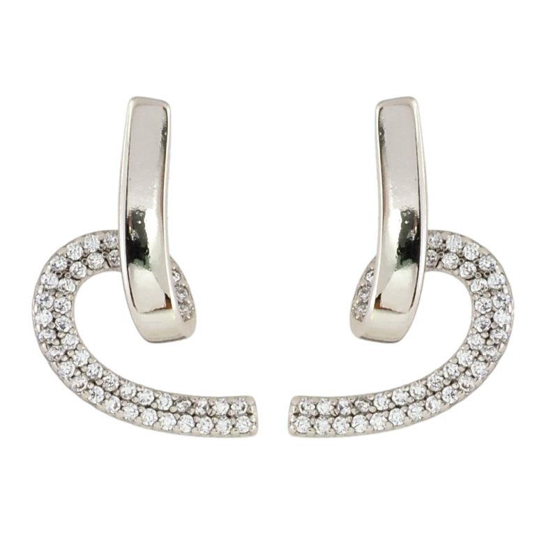 Серьги Xuping Родий пусеты Завитки с инкрустацией цирконием фото №3 Серьги Xuping Родий пусеты Завитки с инкрустацией цирконием фото №3