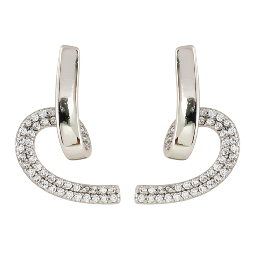 Серьги Xuping Родий пусеты Завитки с инкрустацией цирконием фото №1 Серьги Xuping Родий пусеты Завитки с инкрустацией цирконием фото №1