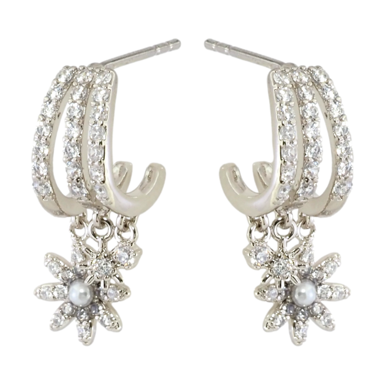 Сережки Xuping Родій пусети Дуги з квітковими підвісками фото №1