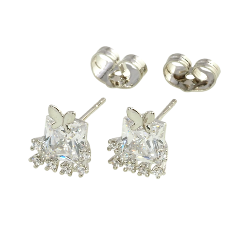 Серьги Xuping Родий пусеты Фианиты с бабочками фото №12