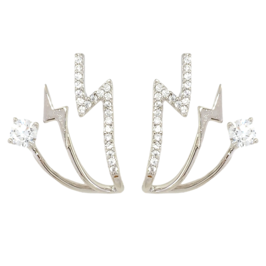 Серьги Xuping Родий пусеты Декоративный узор с молниями фото №1 Серьги Xuping Родий пусеты Декоративный узор с молниями фото №1