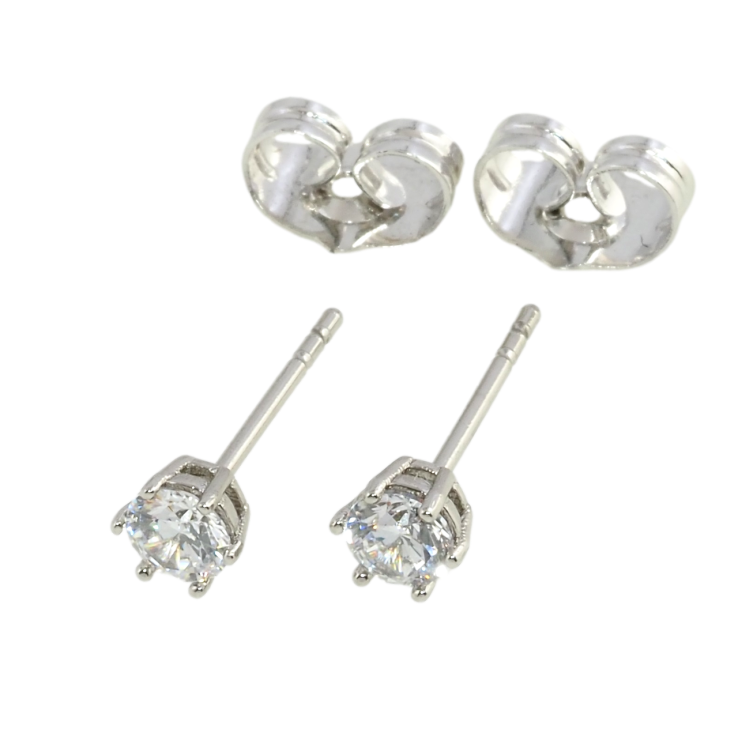 Серьги Xuping Родий пусеты Фианиты в 6-ти крапановой оправе ø 4мм фото №23