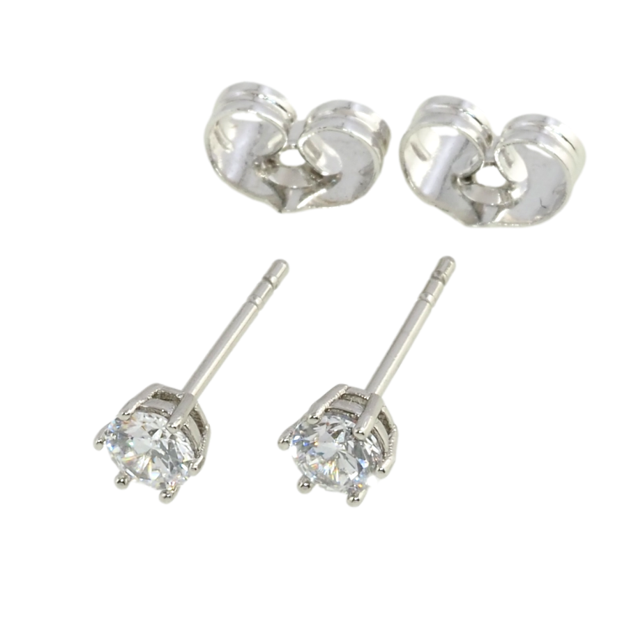 Серьги Xuping Родий пусеты Фианиты в 6-ти крапановой оправе ø 4мм фото №1