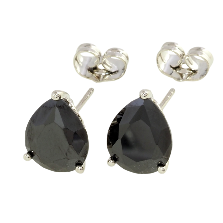 Серьги Xuping Родий пусеты Черные фианиты фото №10