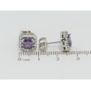 Серьги Xuping Родий пусеты Сиреневые фианиты в обрамлении циркония 9х9мм фото №2