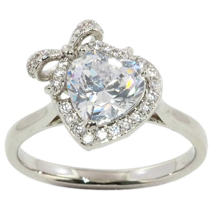 Каблучка Xuping Родій Кришталеве серце з бантом фото №9