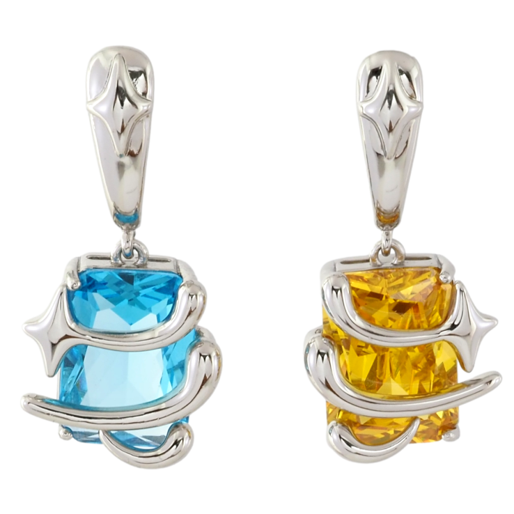 Сережки Xuping колір Родій пусети Підвіски з жовтим і блакитним кристалами фото №20 Сережки Xuping колір Родій пусети Підвіски з жовтим і блакитним кристалами фото №20