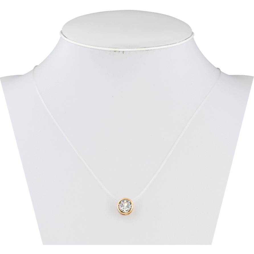 Кулон на силіконовій волосіні Xuping Позолота 18K Фіаніт, ø 8мм довжина 45-50см х 1мм фото №1 Кулон на силіконовій волосіні Xuping Позолота 18K Фіаніт, ø 8мм довжина 45-50см х 1мм фото №1