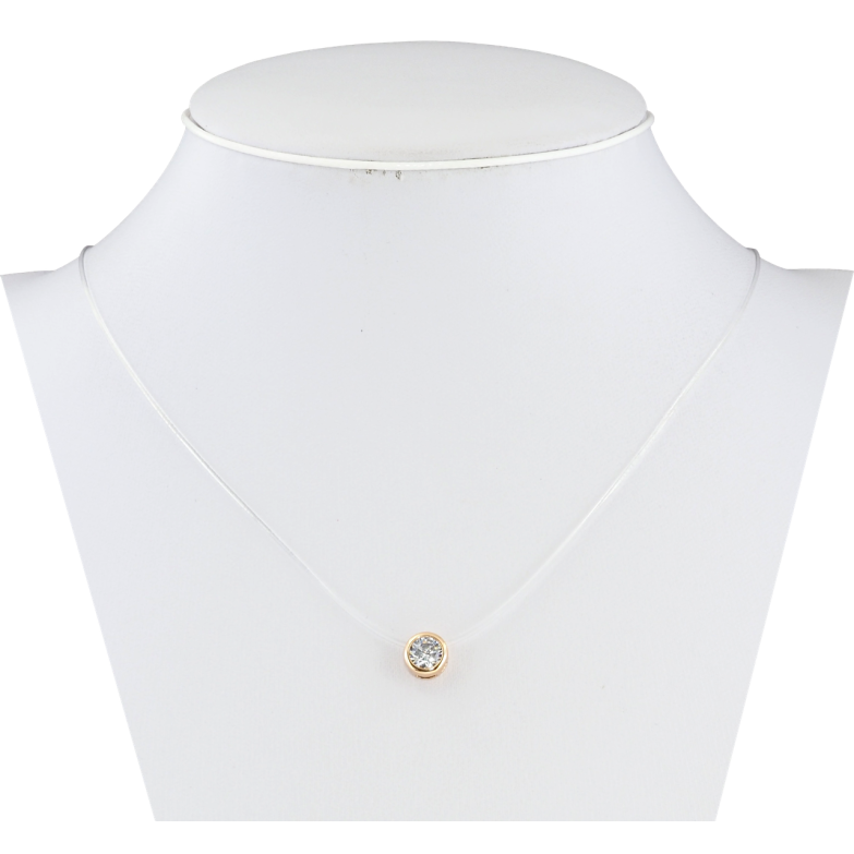 Кулон на силіконовій волосіні Xuping Позолота 18K Фіаніт, ø 6мм довжина 45-50см х 1мм фото №1 Кулон на силіконовій волосіні Xuping Позолота 18K Фіаніт, ø 6мм довжина 45-50см х 1мм фото №1