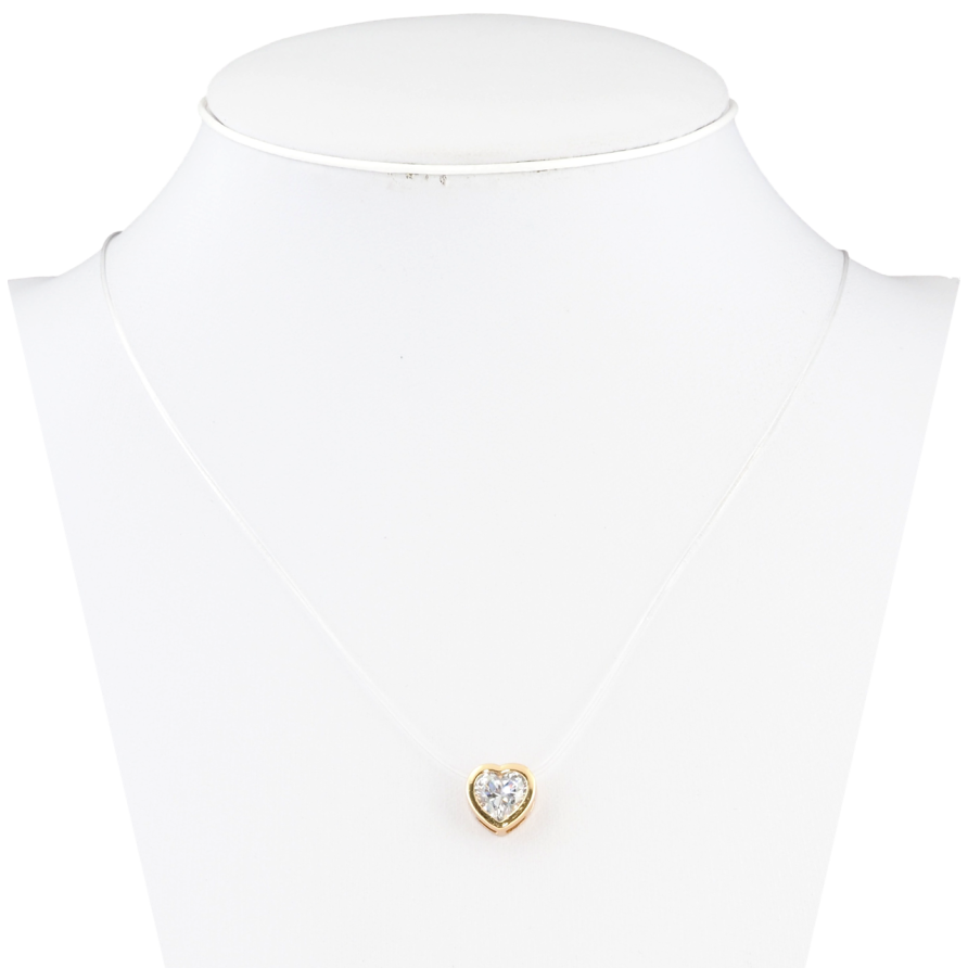 Кулон на силіконовій волосіні Xuping Позолота 18K Кришталеве серце, 9х9мм довжина 45-50см х 1мм фото №1 Кулон на силіконовій волосіні Xuping Позолота 18K Кришталеве серце, 9х9мм довжина 45-50см х 1мм фото №1