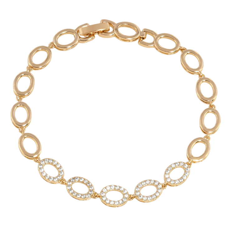 Браслет Xuping Позолота 18K Овальные звенья с цирконием размер 19см х 7мм фото №9