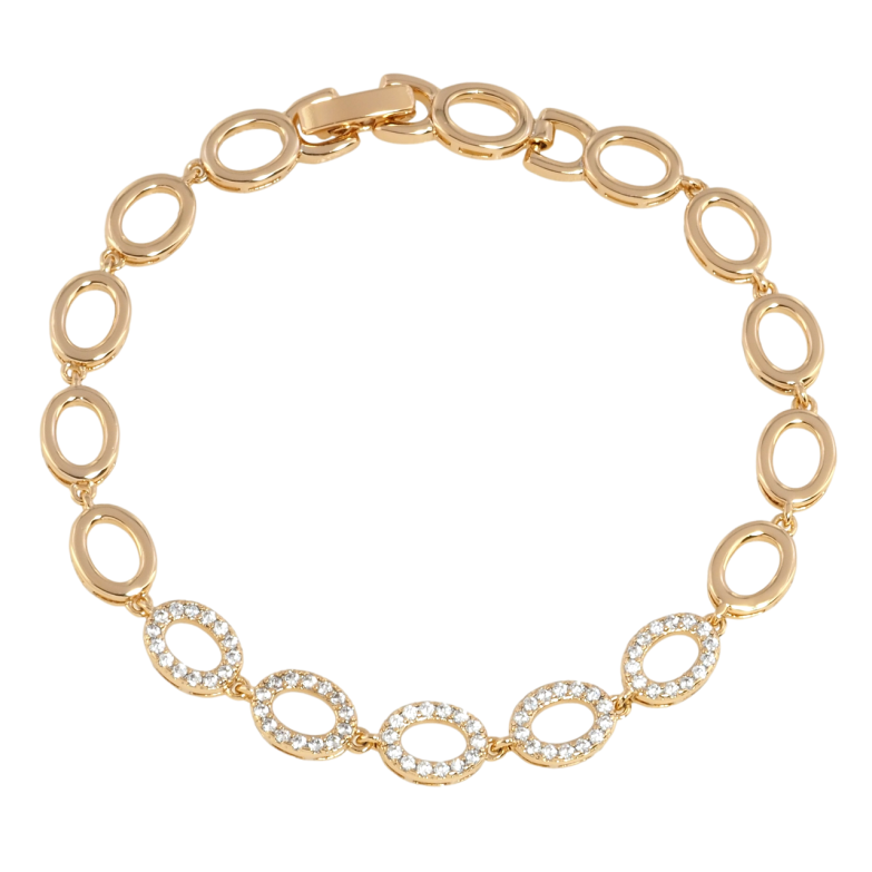 Браслет Xuping Позолота 18K Овальні ланки з цирконієм довжина 19см х 7мм фото №1
