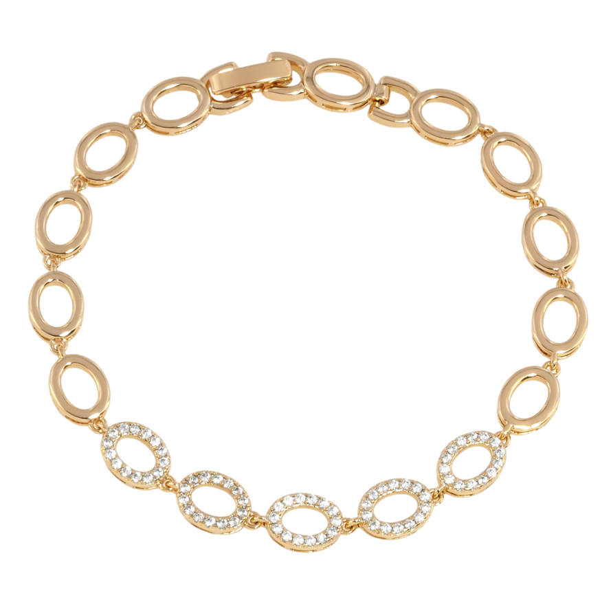 Браслет Xuping Позолота 18K Овальные звенья с цирконием размер 19см х 7мм фото №1