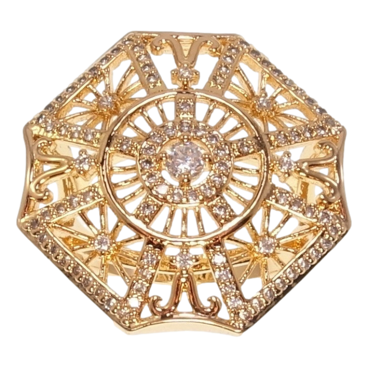 Каблучка Xuping Позолота 18K Восьмигранний Купол Декоративний Візерунок з Інкрустацією Цирконій фото №7 Каблучка Xuping Позолота 18K Восьмигранний Купол Декоративний Візерунок з Інкрустацією Цирконій фото №7