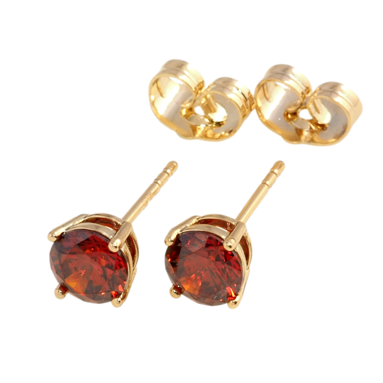 Серьги Xuping Позолота 18K пусеты Красные фианиты в 4-х крапановой оправе ø 6мм фото №1 Серьги Xuping Позолота 18K пусеты Красные фианиты в 4-х крапановой оправе ø 6мм фото №1