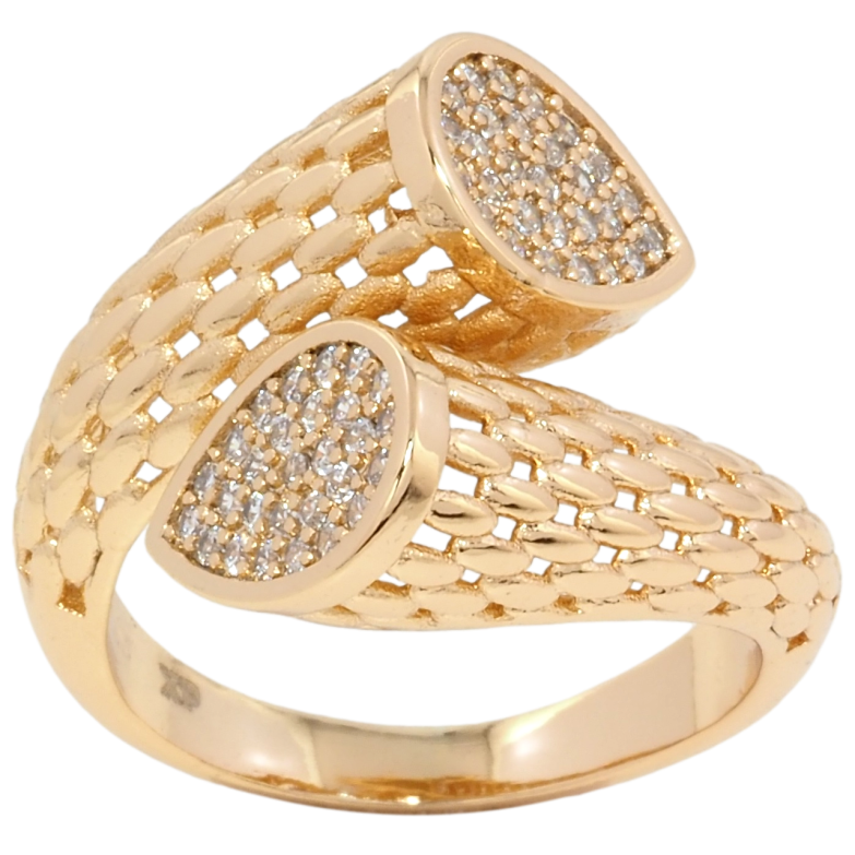 Каблучка Xuping Позолота 18K Об'ємний візерунок з інкрустацією цирконієм фото №12