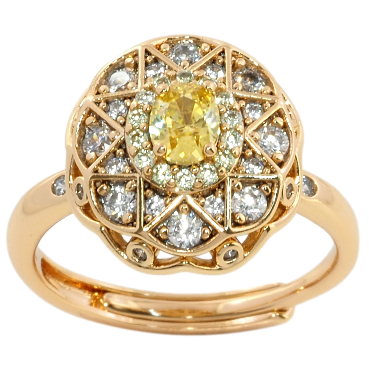 Кольцо Xuping Позолота 18K Цветочный узор с цирконием и желтым фианитом фото №21