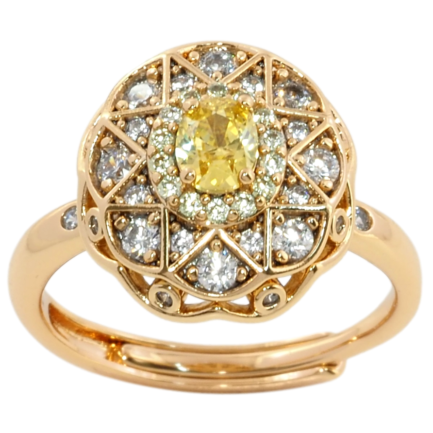 Кольцо Xuping Позолота 18K Цветочный узор с цирконием и желтым фианитом фото №1