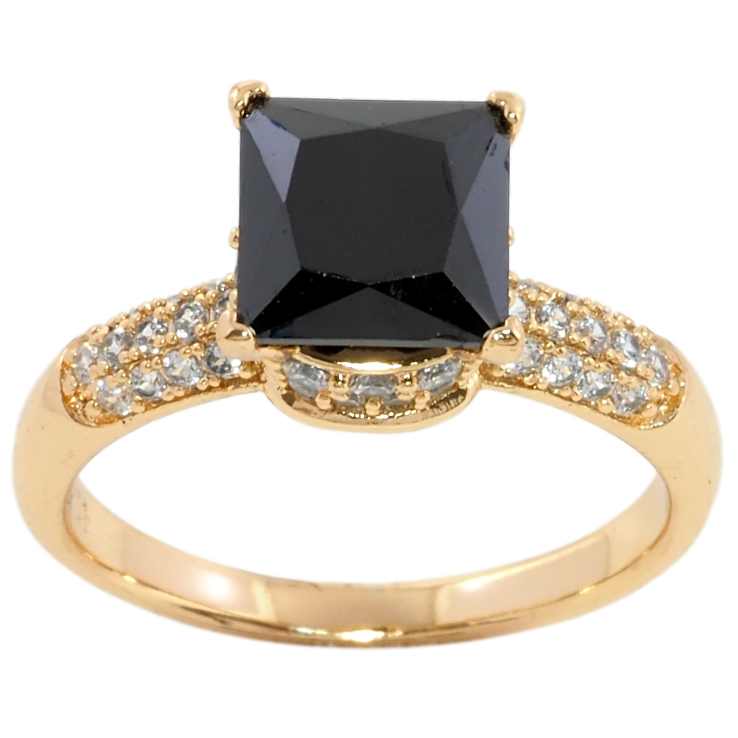 Кольцо Xuping Позолота 18K Черный фианит на шинке с цирконием фото №25