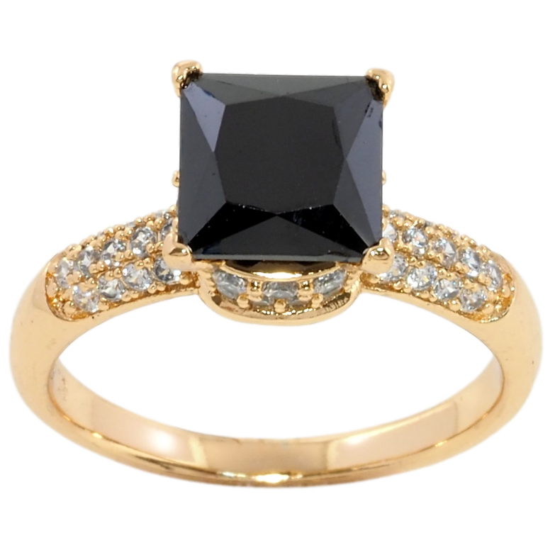 Кольцо Xuping Позолота 18K Черный фианит на шинке с цирконием фото №1